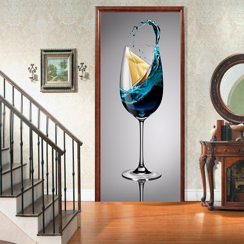 Пейзажные наклейки для украшения дверей, закат, простые абстрактные линии, бамбуковые обои на холодильник для гостиной, домашний декор, художественные наклейки для спальни