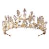 Свадебная корона головной убор Роскошная барочная золотая корона Кристальный лес Жемчужная повязка Аксессуары для свадебного платья Аксессуары для волос