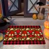 VIKAMA Christmas Themed Entrance Doormat Hallway Anti Slip Water Absorbing Red And Black Checkered Festive Decorative Rug