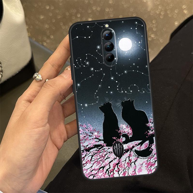 Черный Кошачий Лицо Китти Чехол Для ZTE Nubia RedMagic 6 7 6S 7S Pro 5G 6R RedMagic 10 Air 9 8 8S 9S 10S Pro Plus Обложка