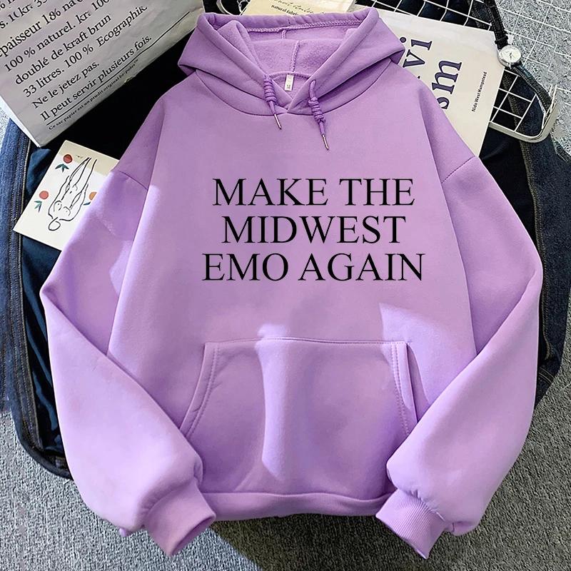 Мужская одежда Midwest Emo Letter Print Hoodies Графические толстовки Moletom Длинные рукава с капюшоном Пуловеры Harajuku Повседневная уличная одежда
