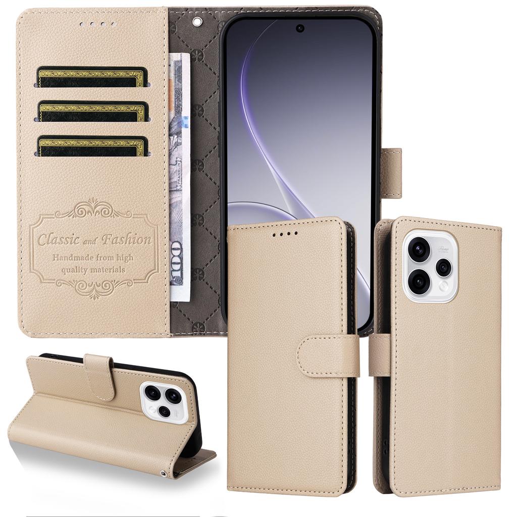 Для Oppo Reno15 5G (Глобальный)/Reno15c 5G (Китай) Чехол для телефона из искусственной кожи с защитой от RFID, тремя слотами для карт и ремешком на запястье.