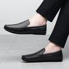 Fashion Men's Genuine Leather Loafers Slip-On Comfortable Flat Casual Breathable Soft Sole Shoes Non-Slip Lightweight Men Walking Shoes
