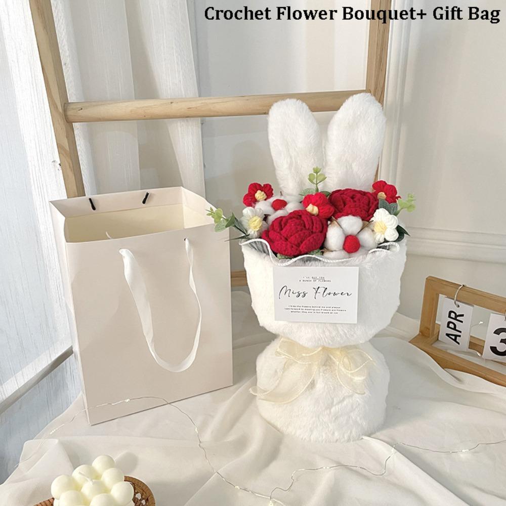Rabbit Ears Crochet Flower Bouquet Handmade Flower Bouquet Artificial Flowers for Mother's Day