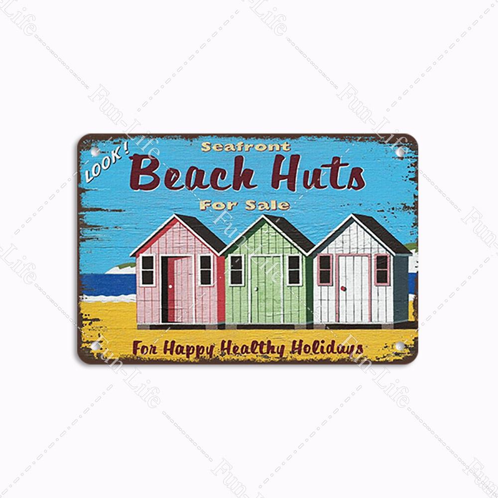 Пляжная жестяная вывеска, бар, паб, кафе, магазин, настенное украшение для серфинга, винтажная металлическая художественная наклейка, плакат, домашний декор, железная пластина 20x30 см