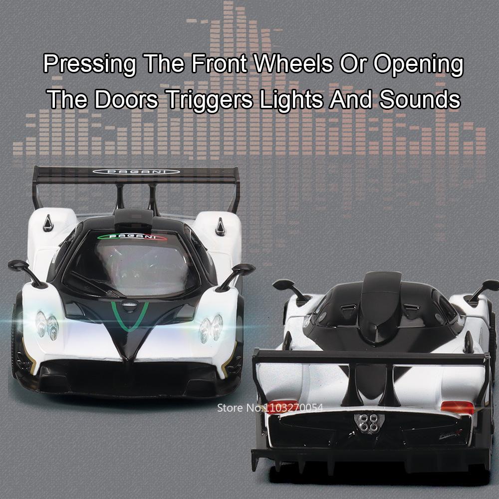 ABAF1 1/32 Pagani Zonda R Diecast Models Huayra Dinastia Alloy Toys Miniature Car Sound Light Pull Back Doors Openned Cars Child Gifts