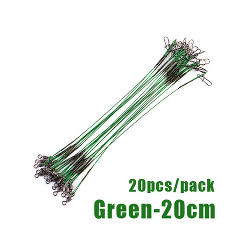 20 шт., 16/20/25 см, поводки из стальной проволоки против укуса, поводки для рыбалки, 50 фунтов, с поворотной рыболовной приманкой, аксессуары, щука, окунь