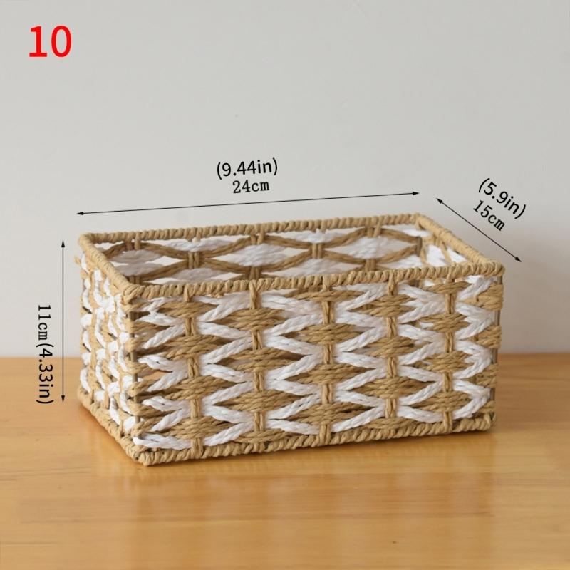 Woven Storage Basket Handmade Paper Rope Basket Storage Bin Woven Organiser Box For Living Room Entryway Bedroom Dresser