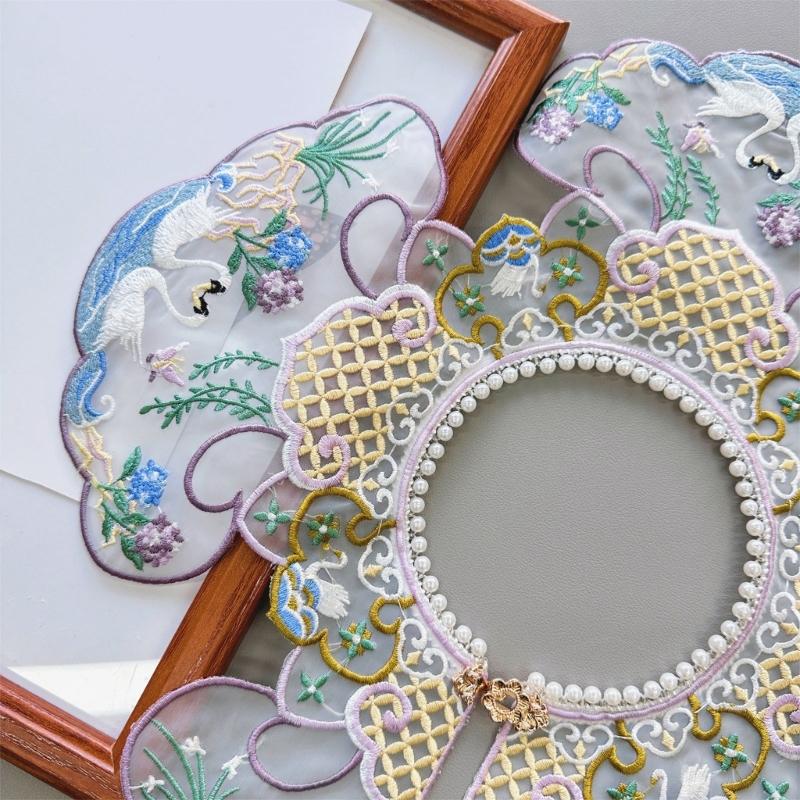 Вышитый цветочный ложный воротник для женщин Элегантный съемный воротник Юбка HorseFace Искусственный воротник Аксессуары для девочек