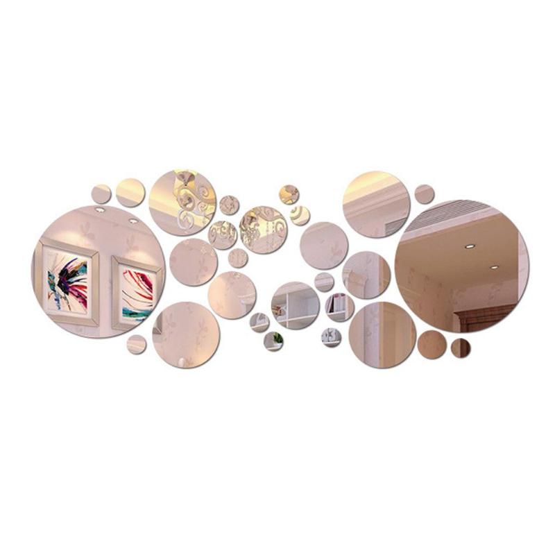 26Pcs 3D Round Mirror Acrylic Mirror Wall Sticker Diy Bedroom Bathroom And Tv Background Room Sticker Wall Decoration