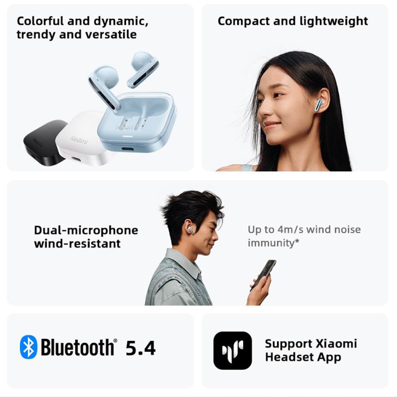 Xiaomi Redmi Buds6 Vibrant Беспроводная Bluetooth-гарнитура Xiaomi Redmi Гарнитура Semi-Ear Call Шумоподавление