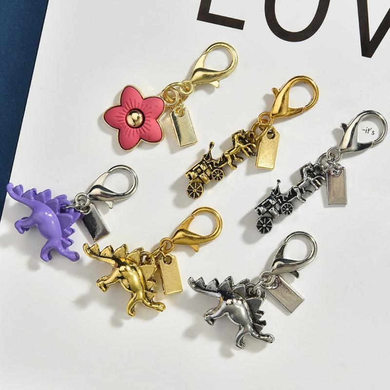 Изысканные брелоки для ключей с динозаврами из цветов высокого класса для женщин Y2K подвеска для сумки брелок для ключей от машины ювелирное украшение подарок декоративные аксессуары