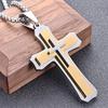 Популярное золотое двухслойное ожерелье с крестом из нержавеющей стали для мужчин