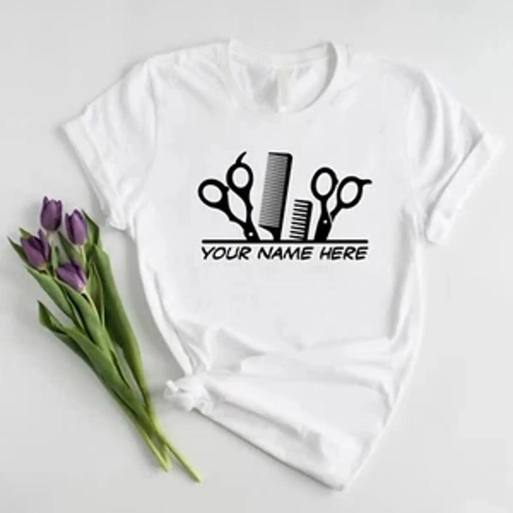 Personalisiertes T Shirt Friseur Name Individuell Bedruckt Geschenk Top Vintage Unisex Casual Top For Everyday Wear