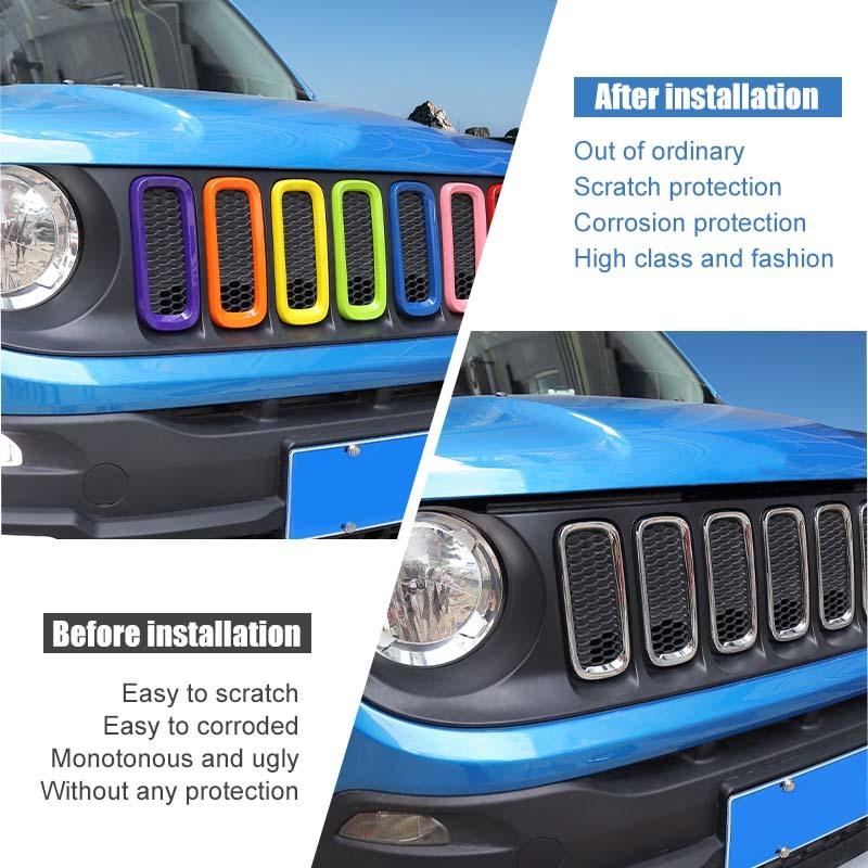 Наклейки для автомобильной решетки ABS, декоративные наклейки для Jeep Renegade 2016, внешние аксессуары для автомобиля