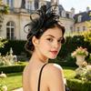 Ретро-ободок-fascinator из сетки и перьев с цветочными акцентами для женщин - Идеально подходит для чаепитий, коктейльных вечеринок или свадеб