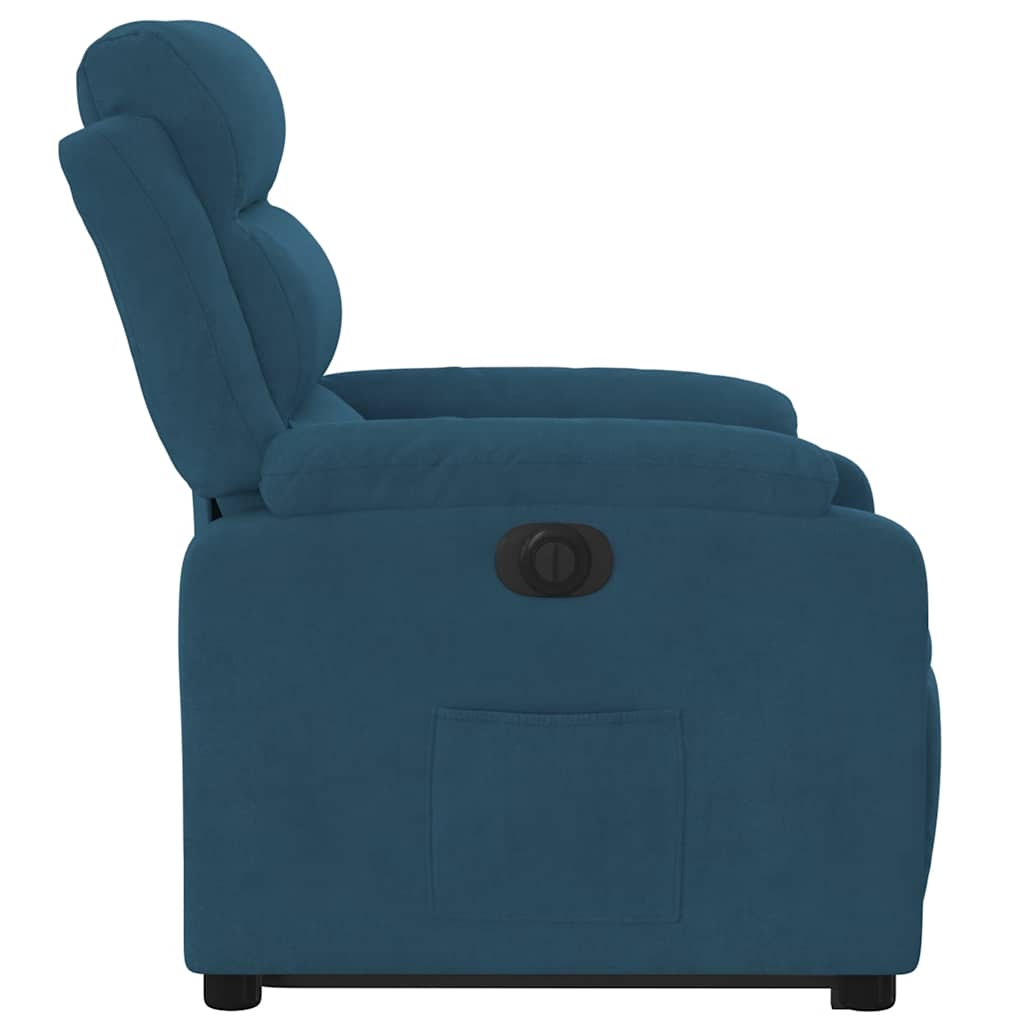 Electric Recliner Chair with Rising Function Blue Velvet
