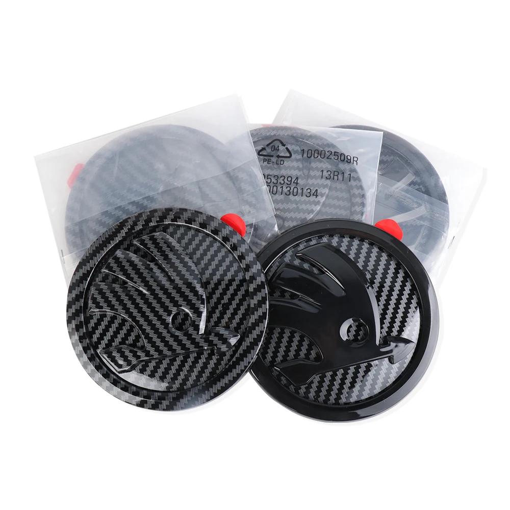 Car Sticker 2025 New 8/9/10cm Carbon Fiber Badge Car Front Hood Emblem Tail Trunk Logo Sticker For Skoda Octavia Karoq Skoda S V