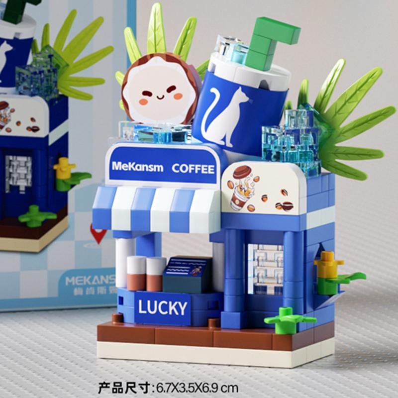 НОВЫЙ DIY Ресторан гамбургеров Кофейня Уличный вид с цветами Пищевой набор строительных блоков Девочки Кирпичики Модель из фильма Детская игрушка Дети