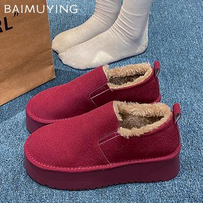 Замшевые балетки женские Anow ботильоны дизайнерская платформа повседневная обувь короткие плюшевые хлопковые ботинки 2025 тренд теплые уютные ботинки De Mujer