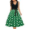 Women's Fashion Retro V-neck Polka Dot Print Swing Dress