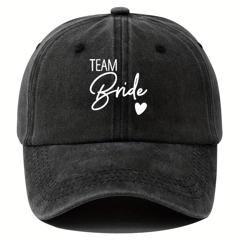 MenS Navy Blue Baseball Cap with Team Bride Heart Design Adjustable Polyester Sports Style Perfect for Outdoor Activit