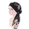 Pre-Tied Printed Long Tail Bandana Turban Hat Women Head Scarf Cap