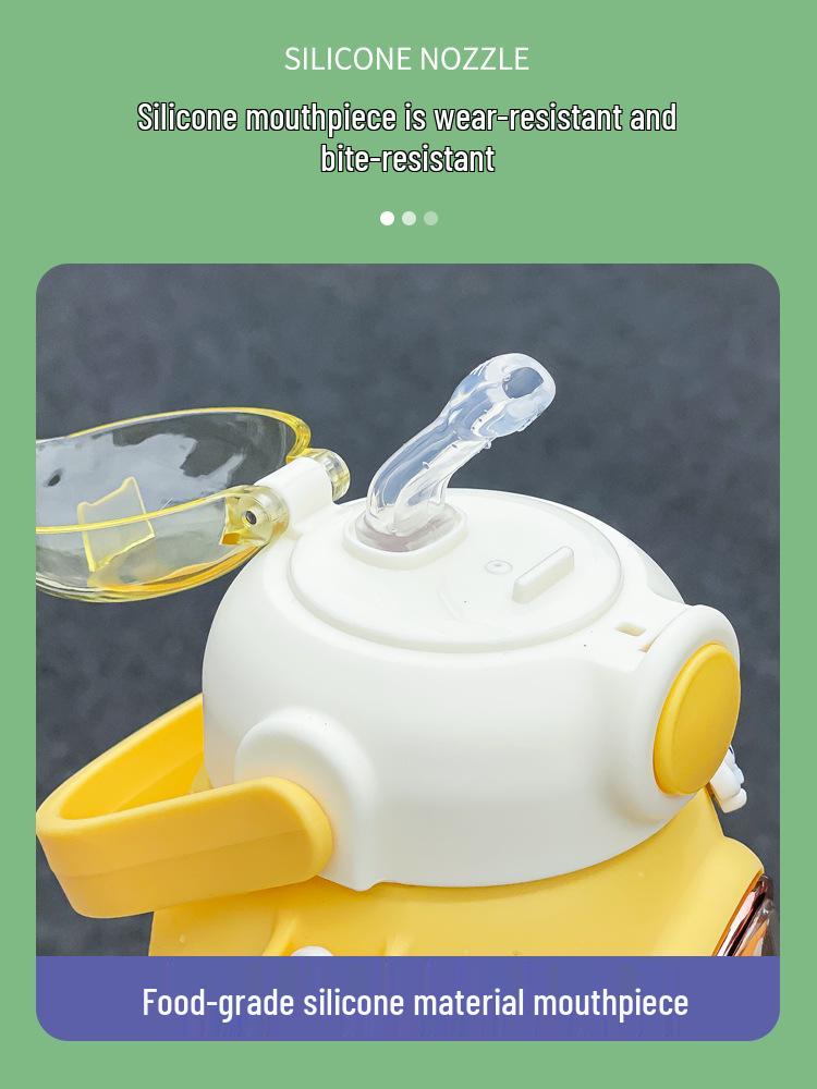 Large Capacity Cute Girl's Straw Cup - Children's Big Belly Water Bottle for School and Sports