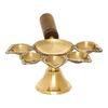 Panchdeep Diya Lamp, Golden Brass Panchdeep Diya for 5 Cotton Wicks with Wooden Holder,