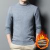 Semi-turtleneck Knitted Sweater Men's Fleece Thickened Sweater Men's Casual Bottoming Shirt Men's Clothing