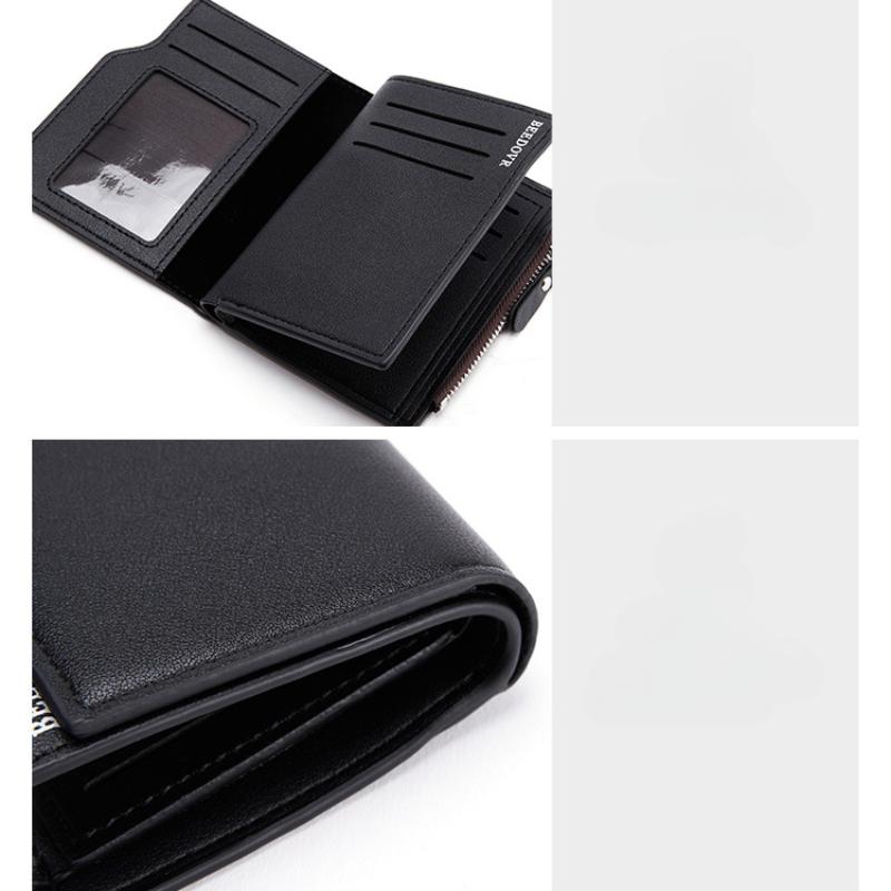 Men's Zipper Short Anti-theft Wallet Multi-card Fashion Vertical Mini Snap Coin Purse