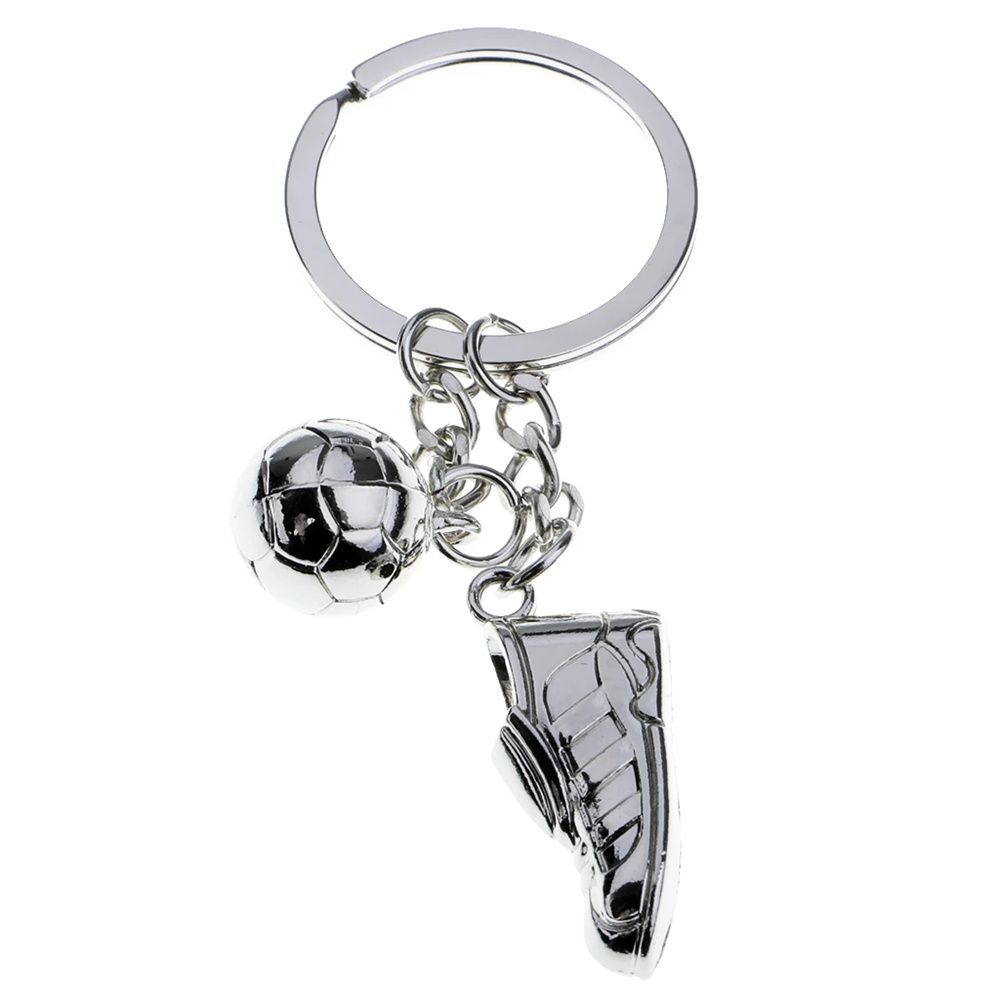 Steel Football Ball Sport Hanging Keychain Football Key Chain Metal Chain Soccer Shoes Key Rings
