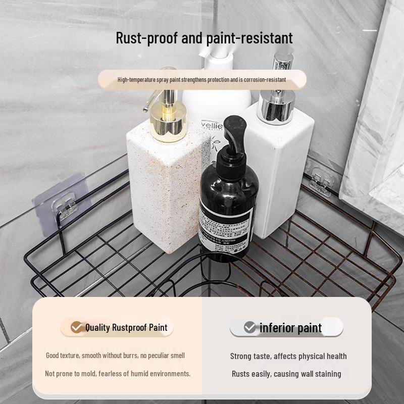 Угловая полка для хранения в ванной без сверления - Настенная стойка-органайзер для туалетных принадлежностей