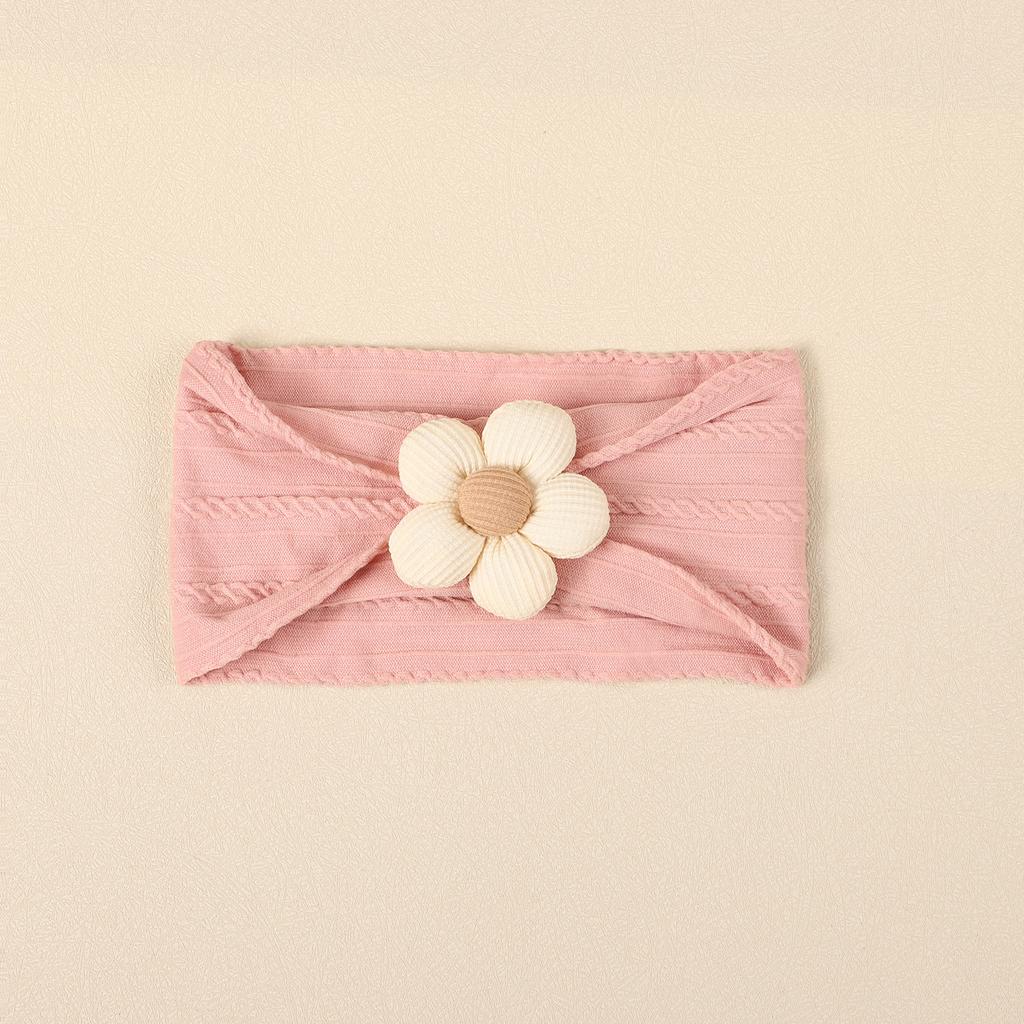 Children'S Hair Accessories Wool Filled Cotton Flower Bow Handmade Nylon Headband Milk Coffee Baby Headband