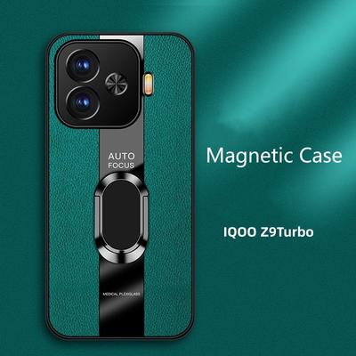 Чехол для телефона IQOO Z9 Turbo с магнитным кольцом для VIVO Z9 Turbo 5G, роскошный кожаный мягкий силиконовый противоударный чехол-бампер