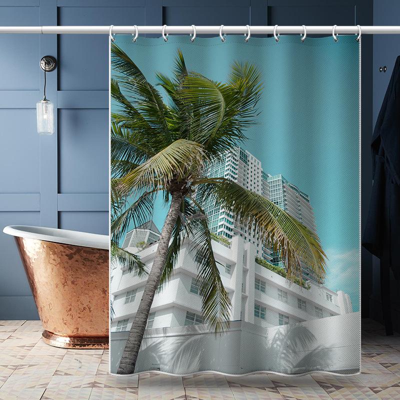 Bathroom Thickened Waterproof Curtain Mildew Proof Shower Curtain Shower Partition Curtain Shower Curtain Bathroom Curtain Free Perforation