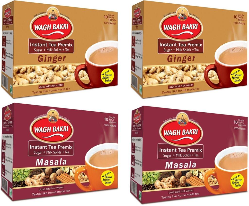 WAGH BAKRI INSTANT TEA PREMIX GINGER & MASALA 140g ( 2 UNITS EACH ) COMBO PACK