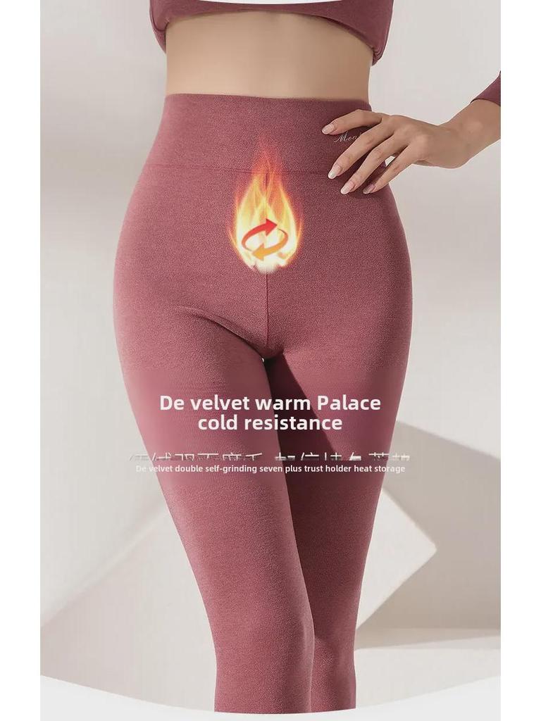 Women's Thickened Velvet Thermal Underwear Suit - Large Size, Round Neck, Self-Heating, Cold-Proof for Autumn/Winter 2023.