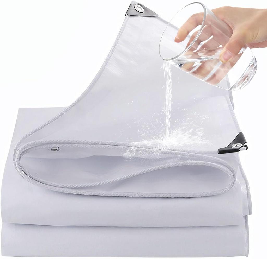 Прочный поли брезент, белый водонепроницаемый брезентовый чехол с люверсами, устойчивый к УФ-излучению, разрывам и выцветанию для палатки у открытого бассейна