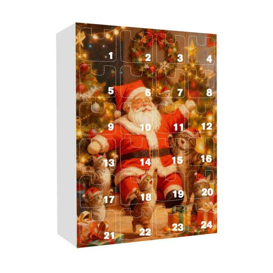 Рождественский адвент-календарь 2025 года с кошачьими украшениями, 24-дневная коробка для обратного отсчета, уникальный рождественский подарок для детей