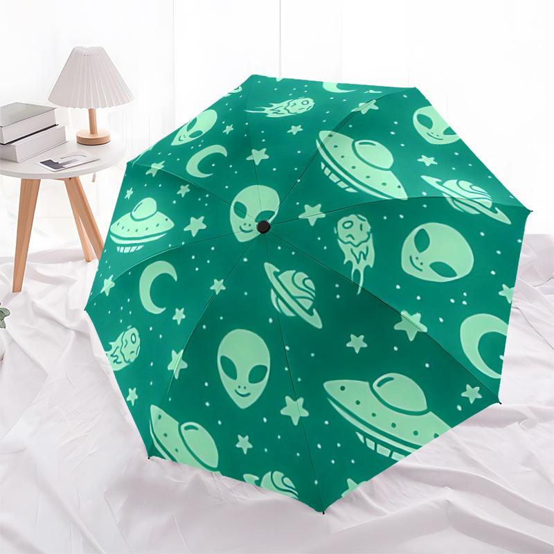 1pc Alien Space Automatic Open/close Folding Compact Umbrella, 8-Rib Sturdy Canopy, Lightweight Portable, Everyday Use, Gift,164