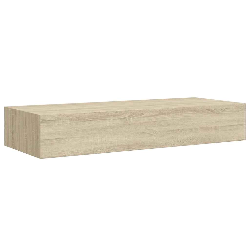 Vidaxl Настенная полка с ящиком, цвет дуба, 60 x 23,5 x 10 см, МДФ
