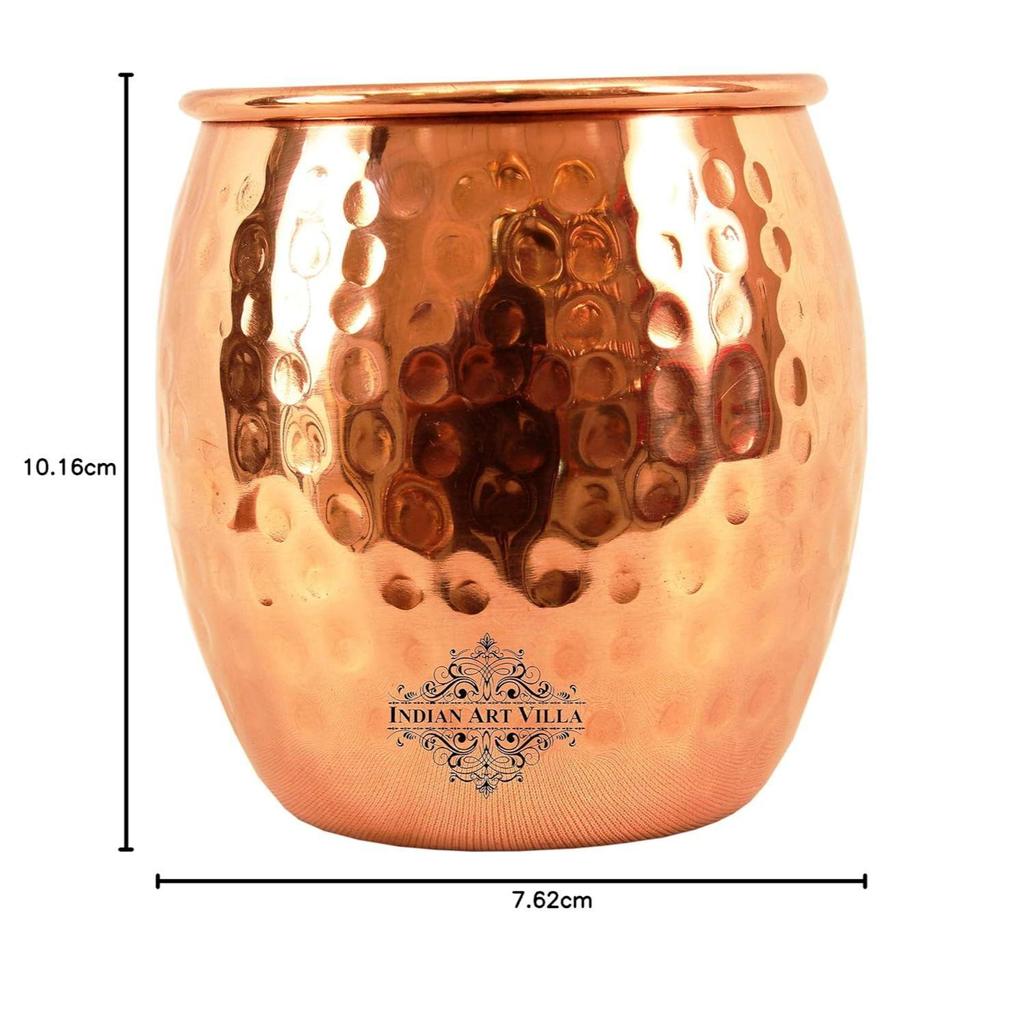 Hammered Copper Glass Tumbler, Serveware & Drinkware, Ayurveda Healing, 550 ML