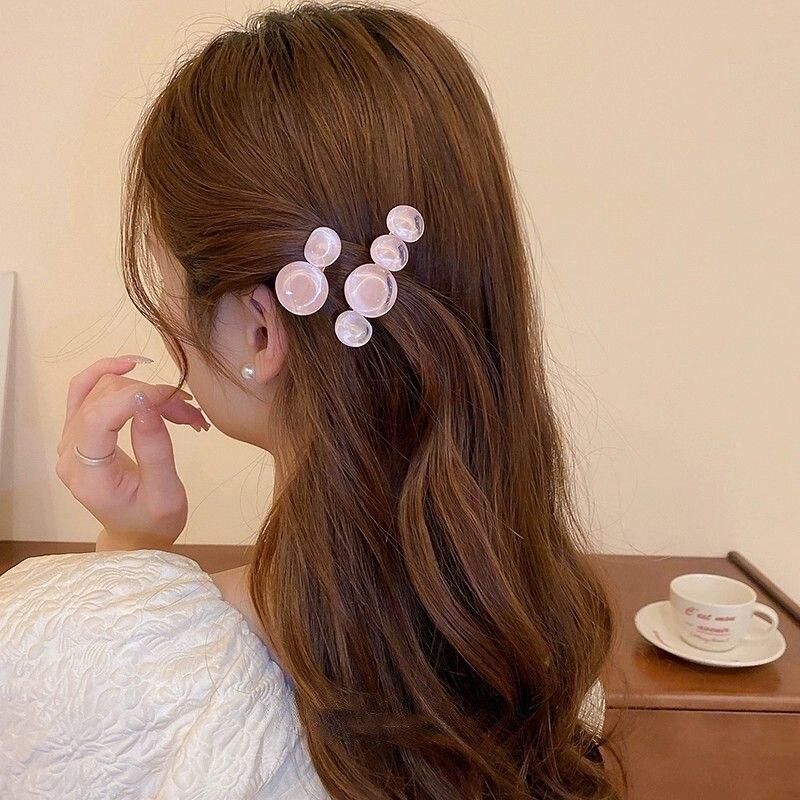 2 шт./лот, прозрачные заколки из кожи аллигатора, заколки для волос с пузырьками, красивые головные уборы, корейские аксессуары для волос для мамы и дочки, белые