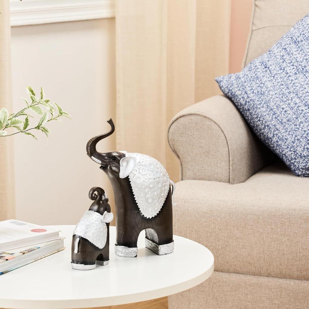 Новые статуэтки слонов в тайском стиле, скульптуры из смолы в стиле фэншуй для матери и ребенка, украшения для домашнего декора (Набор из 2,)