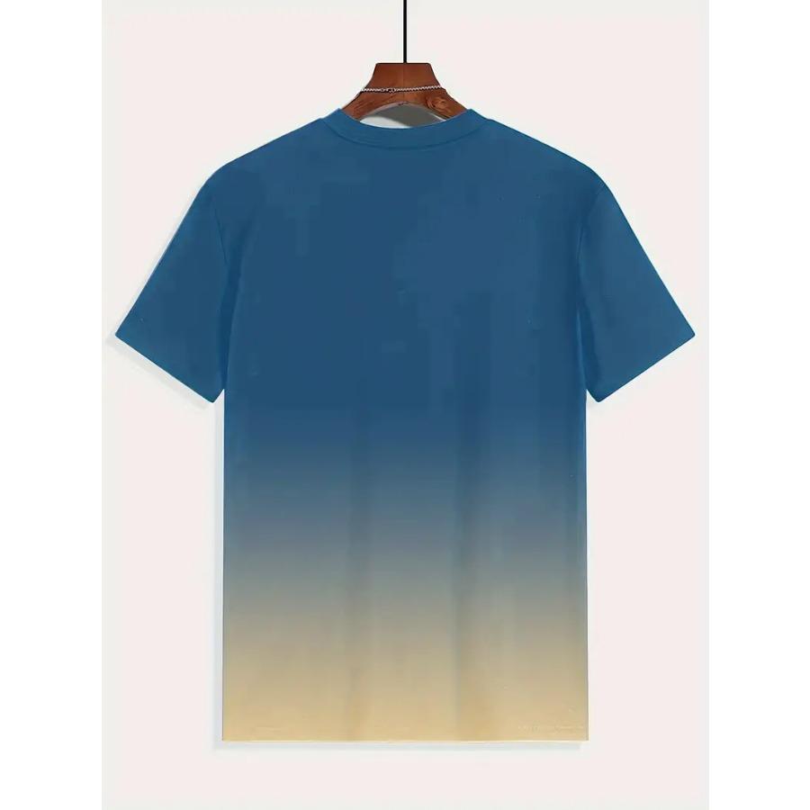 Стильная футболка с графическим принтом Paris в градиентных тонах - яркая футболка с коротким рукавом и круглым вырезом для мужчин - идеальная летняя одежда для активного отдыха с комфортом