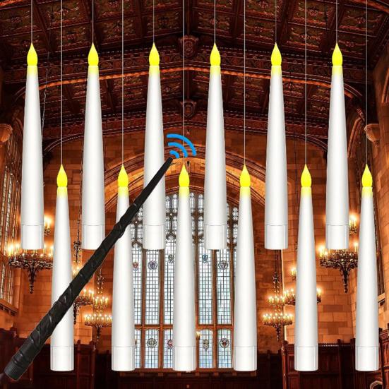 Yousheng 10 шт. плавающие свечи с палочкой дистанционного управления магические подвесные беспламенные свечи светодиодные мерцающие конические свечи для украшения вечеринки на Хэллоуин