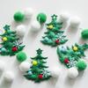 Christmas Tree Pom Pom Garland Green White Felt Ball String with Mini Tree Ornaments for Xmas Tree Fireplace Wall Hanging Decor