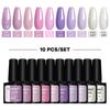 PHOENIXY 10 Colors Gel Nail Polish Set Gel Lacquer Kit For Soak Off Manicure Semi-Permanent Hybrid Varnishes Base And Top Nail Art