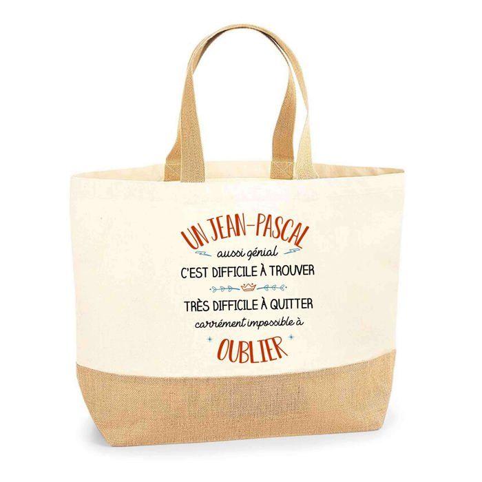 Cabas / Tote bag - PLANETEE - Un Jean-Pascal aussi génial - Jute naturel - Poignées solides - Fabrication France